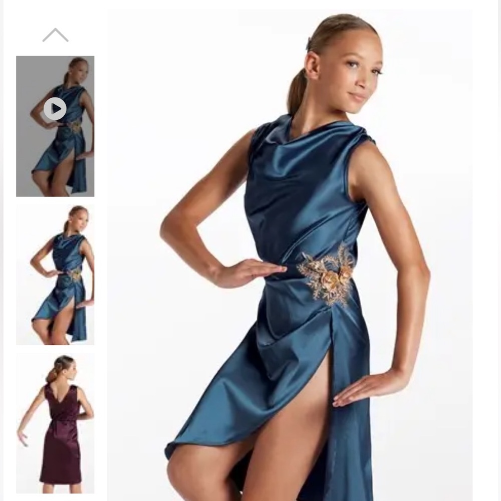 Weissman MEDIUM ADULT blue with gold appliqué contemporary/lyrical costume